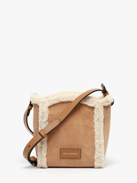 Cross Body Tas K Circle Shearling Leder Karl lagerfeld Bruin k circle A4W30068 ander zicht 3